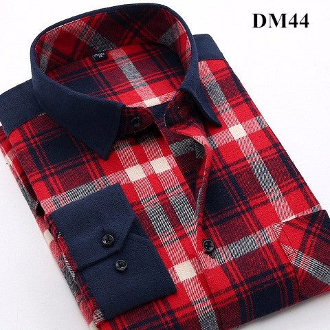 sanyamk Plaid Shirt New Autumn Winter Flannel Red Checkered Shirt Men Shirts Long Sleeve Chemise Homme Cotton Male Check Shirts