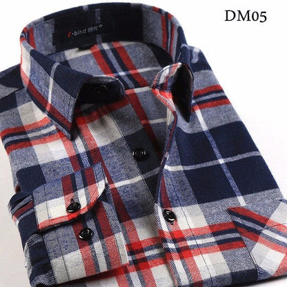 sanyamk Plaid Shirt New Autumn Winter Flannel Red Checkered Shirt Men Shirts Long Sleeve Chemise Homme Cotton Male Check Shirts