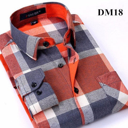 sanyamk Plaid Shirt New Autumn Winter Flannel Red Checkered Shirt Men Shirts Long Sleeve Chemise Homme Cotton Male Check Shirts