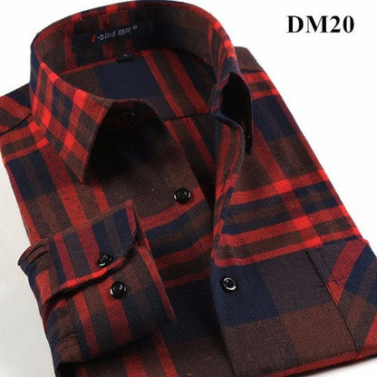 sanyamk Plaid Shirt New Autumn Winter Flannel Red Checkered Shirt Men Shirts Long Sleeve Chemise Homme Cotton Male Check Shirts