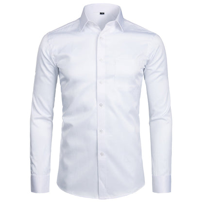 sanyamk White Business Dress Shirt Men Fashion Slim Fit Long Sleeve Soild Casual Shirts Mens Working Office Wear Shirt With Pocket S-8XL