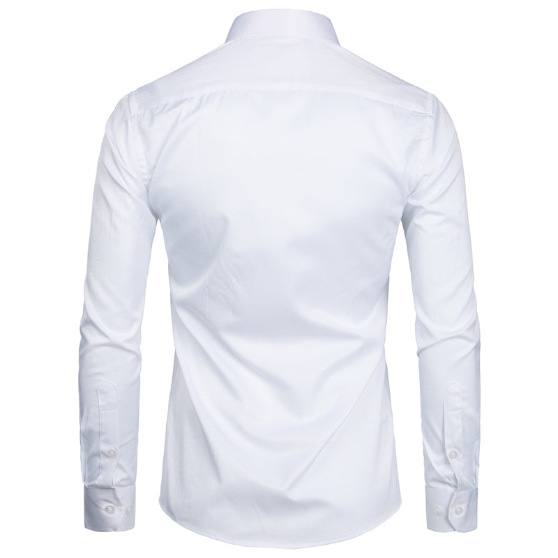 sanyamk White Business Dress Shirt Men Fashion Slim Fit Long Sleeve Soild Casual Shirts Mens Working Office Wear Shirt With Pocket S-8XL