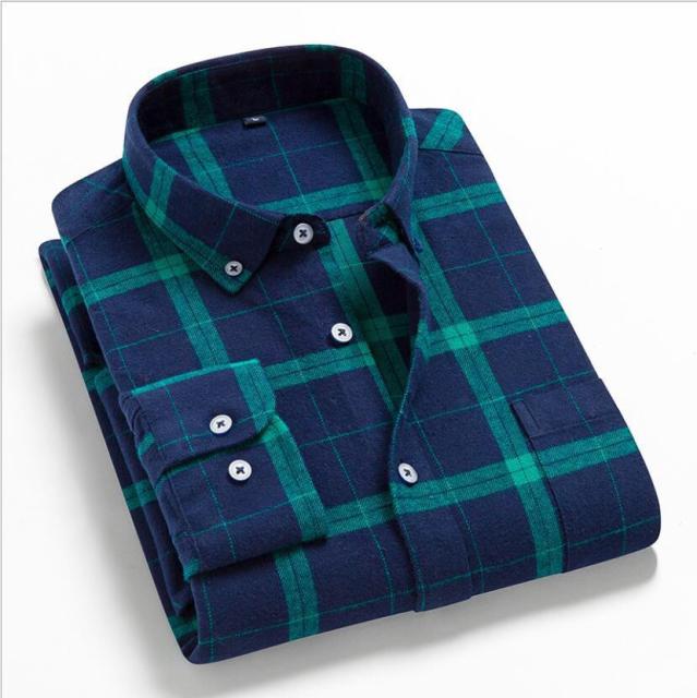 sanyamk 2022 Spring Autumn 100% Cotton  New Male Casual Long Sleeve Shirt Warm Man Clothes Flannel Plaid Shirt Men Plus Size 3XL 4XL