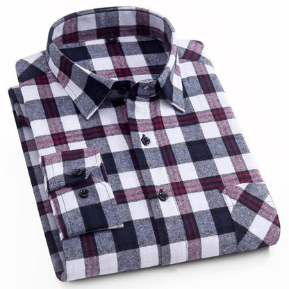 sanyamk 2022 Spring Autumn 100% Cotton  New Male Casual Long Sleeve Shirt Warm Man Clothes Flannel Plaid Shirt Men Plus Size 3XL 4XL