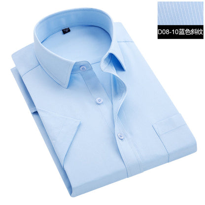 sanyamk Summer S~8xl men&#39;s striped short sleeve dress shirt square collar non-iron regular fit anti-wrinkle  pocket  male social shirt