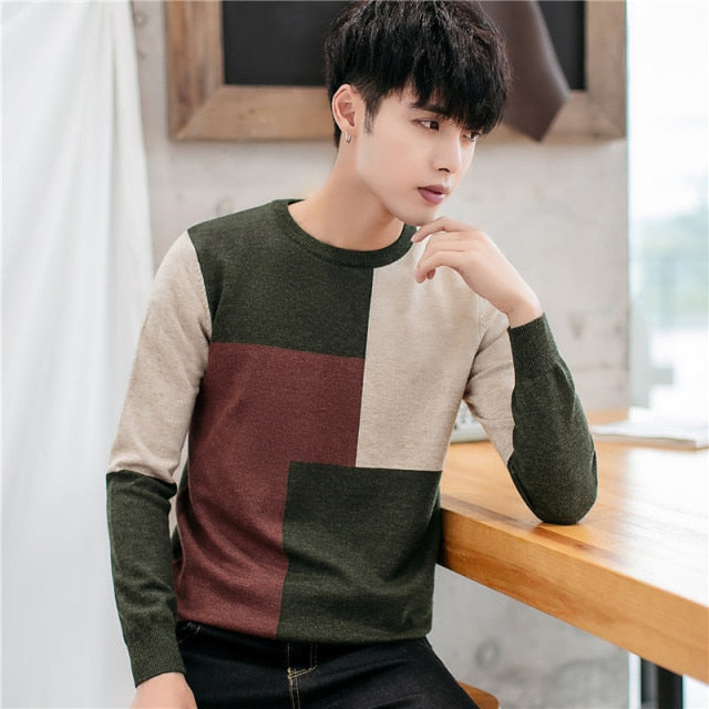 sanyamk Sweater men&#39;s round neck Korean version of the bottoming shirt men&#39;s thick autumn and winter men&#39;s sweater