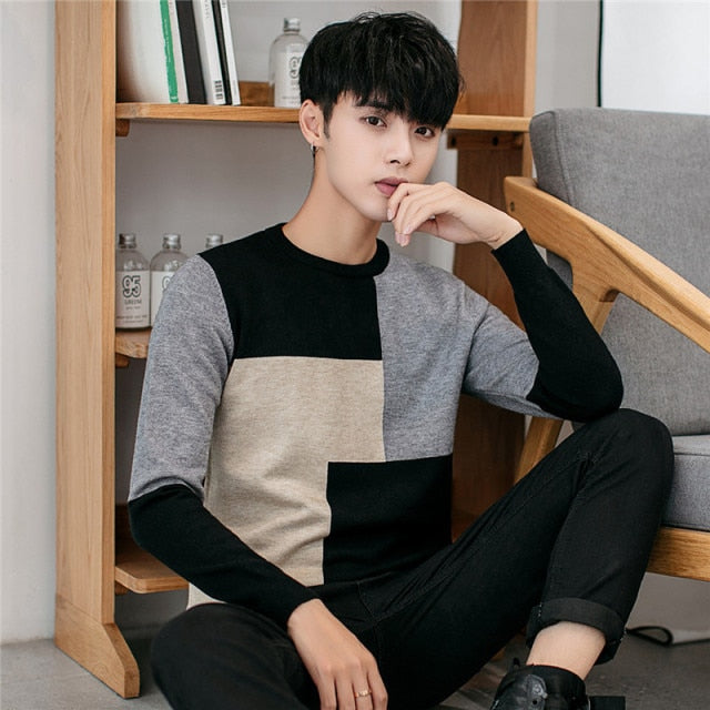 sanyamk Sweater men&#39;s round neck Korean version of the bottoming shirt men&#39;s thick autumn and winter men&#39;s sweater