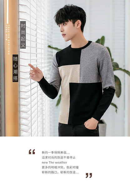 sanyamk Sweater men&#39;s round neck Korean version of the bottoming shirt men&#39;s thick autumn and winter men&#39;s sweater