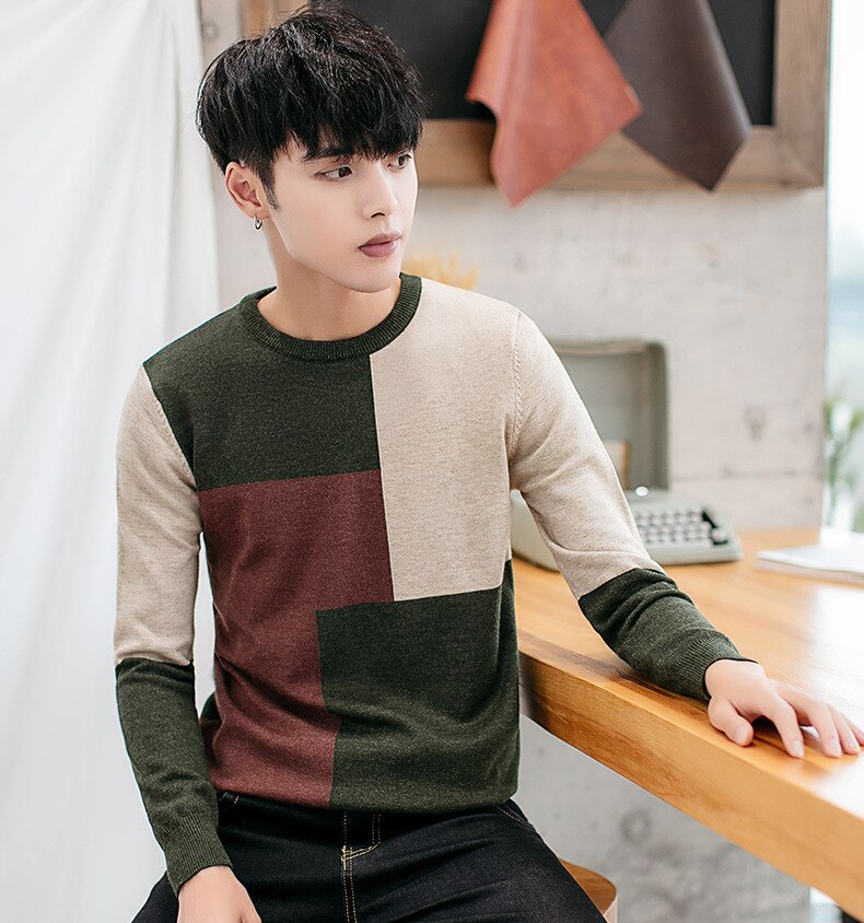 sanyamk Sweater men&#39;s round neck Korean version of the bottoming shirt men&#39;s thick autumn and winter men&#39;s sweater