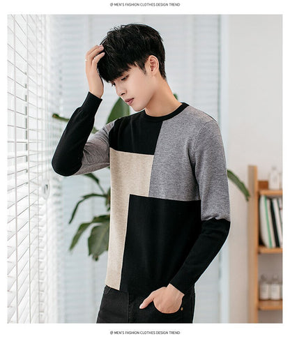 sanyamk Sweater men&#39;s round neck Korean version of the bottoming shirt men&#39;s thick autumn and winter men&#39;s sweater