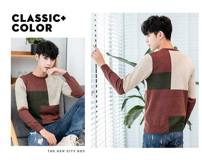 sanyamk Sweater men&#39;s round neck Korean version of the bottoming shirt men&#39;s thick autumn and winter men&#39;s sweater