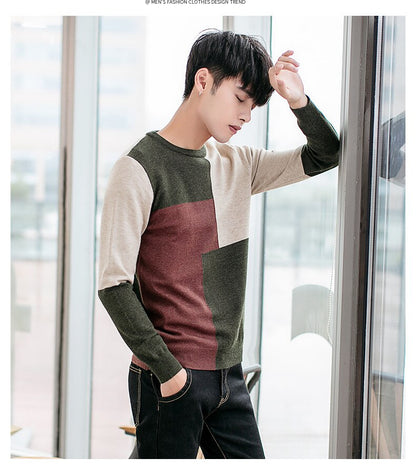 sanyamk Sweater men&#39;s round neck Korean version of the bottoming shirt men&#39;s thick autumn and winter men&#39;s sweater