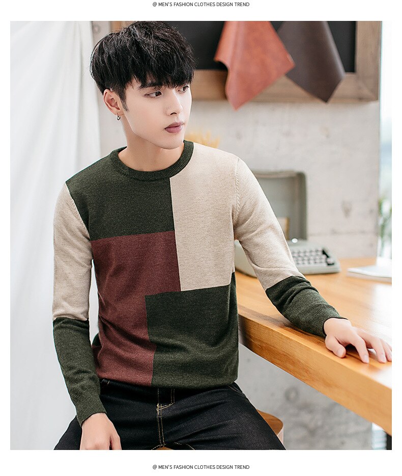 sanyamk Sweater men&#39;s round neck Korean version of the bottoming shirt men&#39;s thick autumn and winter men&#39;s sweater