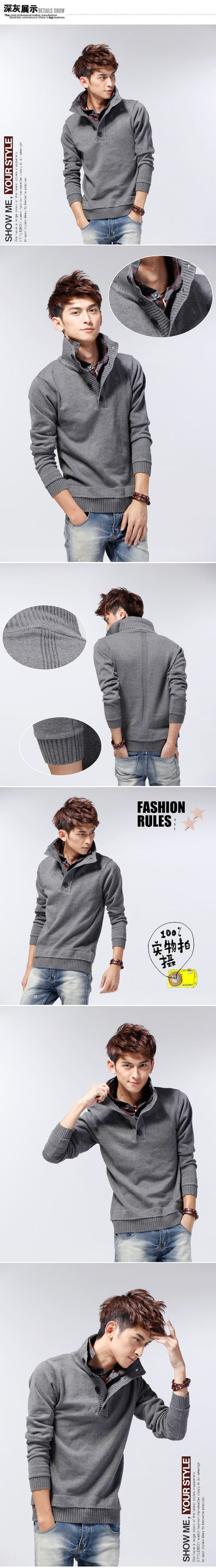 sanyamk Thick Korean version of the fake two men&#39;s sweater collar collar sweater shirt collar men&#39;s sweater manufacturers