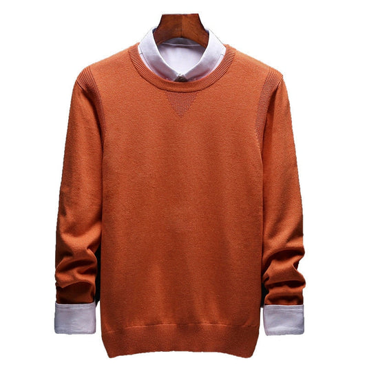 sanyamk Spring and Autumn Men&#39;s Sweater Korean Knitwear Round Neck Sweater Trend Solid Color Jacket Long Sleeve Shirt