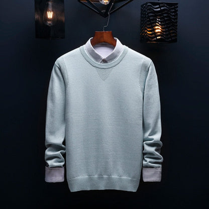 sanyamk Spring and Autumn Men&#39;s Sweater Korean Knitwear Round Neck Sweater Trend Solid Color Jacket Long Sleeve Shirt