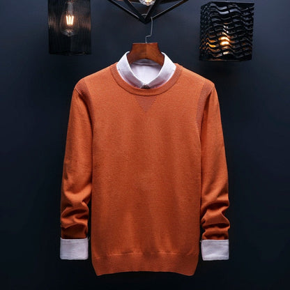 sanyamk Spring and Autumn Men&#39;s Sweater Korean Knitwear Round Neck Sweater Trend Solid Color Jacket Long Sleeve Shirt