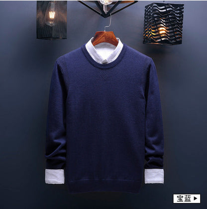 sanyamk Spring and Autumn Men&#39;s Sweater Korean Knitwear Round Neck Sweater Trend Solid Color Jacket Long Sleeve Shirt