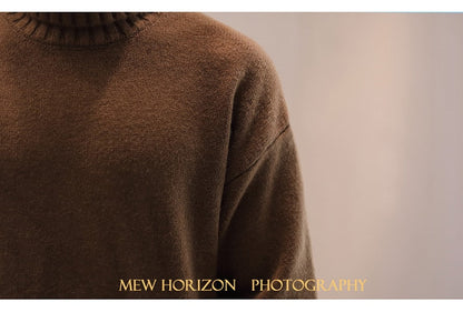 sanyamk Winter Men&#39;s New Turtleneck Sweater Korean Knit Shirt Men&#39;s Youth Turtleneck Sweater Shirt Solid Color