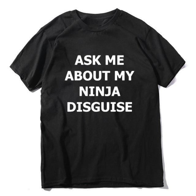 sanyamk XS-5XL Mens Ask Me About My Ninja Disguise Flip T Shirt Funny Costume Graphic Men&#39;s cotton T-Shirt Humor Gift Women Top Tee