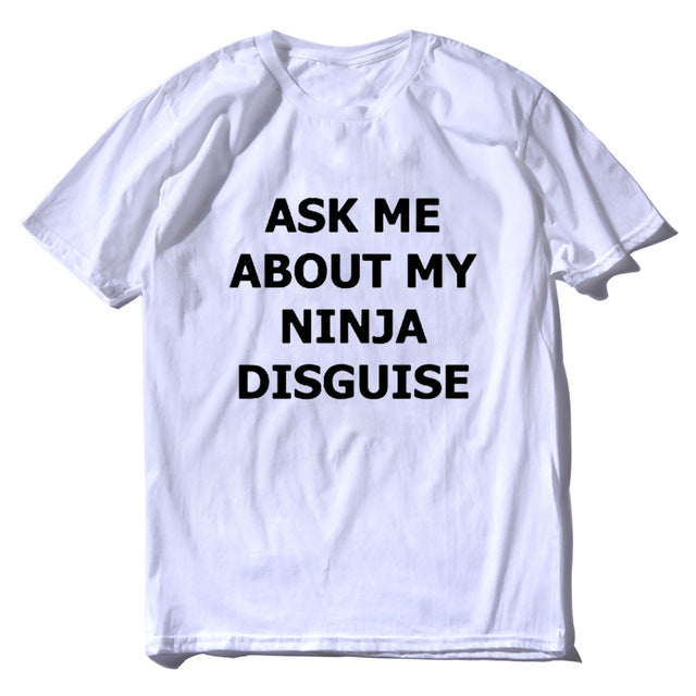 sanyamk XS-5XL Mens Ask Me About My Ninja Disguise Flip T Shirt Funny Costume Graphic Men&#39;s cotton T-Shirt Humor Gift Women Top Tee