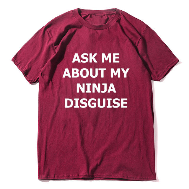 sanyamk XS-5XL Mens Ask Me About My Ninja Disguise Flip T Shirt Funny Costume Graphic Men&#39;s cotton T-Shirt Humor Gift Women Top Tee