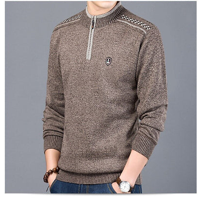 sanyamk New autumn and winter men&#39;s Korean version of the bottoming shirt youth long-sleeved knit shirt collar men&#39;s clothing