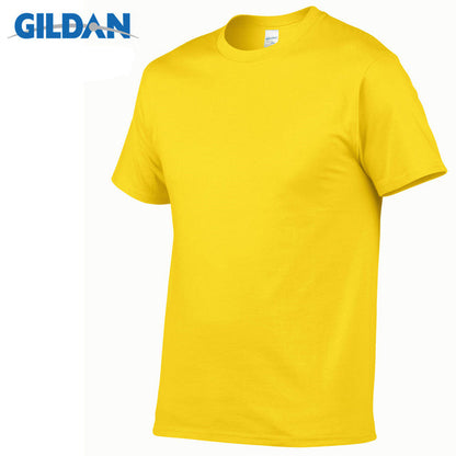 sanyamk 1 PCS Gildan Quality Men&#39;s Summer 100% Cotton T-Shirt Men Casual Short Sleeve O-Neck T Shirt Comfortable Solid Tops Tees