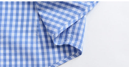 sanyamk Thin 100% Cotton Plaid Shirts for Men Long Sleeve Regular Fit Checkered Dress shirt Mens Blue New Soft Comfortable Male