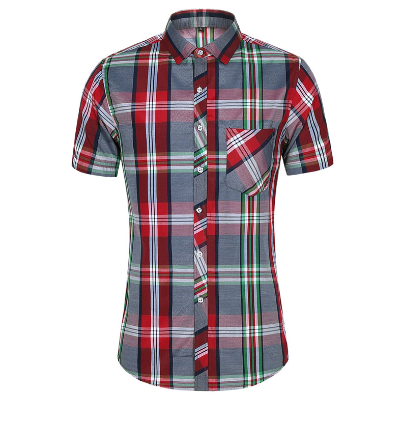 sanyamk New Fashion Plaid Shirt Men Summer Casual Short Sleeve Shirts Mens Plus Size Beach Hawaiian Tops Blouse Male 5XL 6XL 7XL