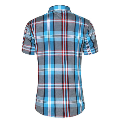 sanyamk New Fashion Plaid Shirt Men Summer Casual Short Sleeve Shirts Mens Plus Size Beach Hawaiian Tops Blouse Male 5XL 6XL 7XL