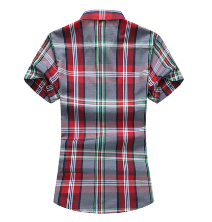 sanyamk New Fashion Plaid Shirt Men Summer Casual Short Sleeve Shirts Mens Plus Size Beach Hawaiian Tops Blouse Male 5XL 6XL 7XL