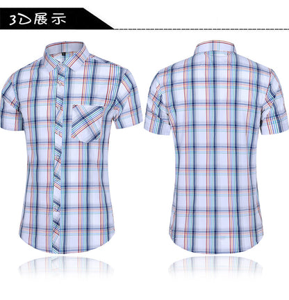 sanyamk New Fashion Plaid Shirt Men Summer Casual Short Sleeve Shirts Mens Plus Size Beach Hawaiian Tops Blouse Male 5XL 6XL 7XL