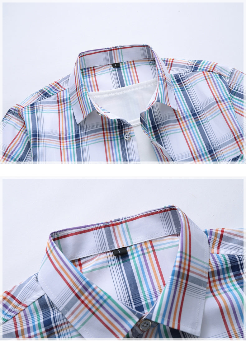 sanyamk New Fashion Plaid Shirt Men Summer Casual Short Sleeve Shirts Mens Plus Size Beach Hawaiian Tops Blouse Male 5XL 6XL 7XL