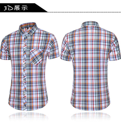 sanyamk New Fashion Plaid Shirt Men Summer Casual Short Sleeve Shirts Mens Plus Size Beach Hawaiian Tops Blouse Male 5XL 6XL 7XL