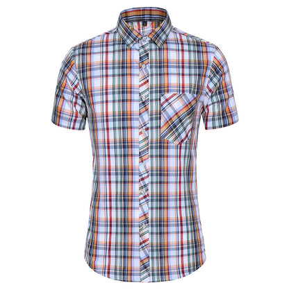 sanyamk New Fashion Plaid Shirt Men Summer Casual Short Sleeve Shirts Mens Plus Size Beach Hawaiian Tops Blouse Male 5XL 6XL 7XL