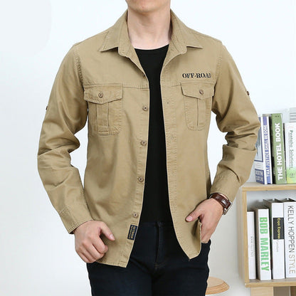 sanyamk Pure Cotton Casual Shirt Men Oversize Loose Long Sleeve Cargo Shirts Men&#39;s Clothing High Quality Solid Tooling Shirt 6XL AF1388