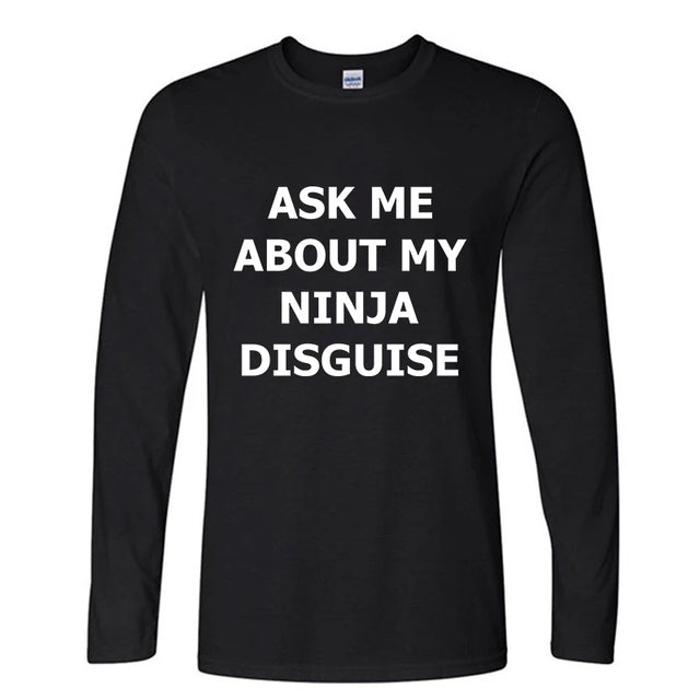 sanyamk XS-5XL Mens Ask Me About My Ninja Disguise Flip T Shirt Funny Costume Graphic Men&#39;s cotton T-Shirt Humor Gift Women Top Tee