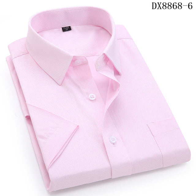 sanyamk Men&#39;s Casual Dress Short Sleeved Shirt Summer White Blue Pink Black Male Regular Fit Shirt Men Social Shirts 4XL 5XL 6XL 7XL 8XL