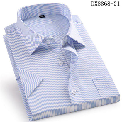 sanyamk Men&#39;s Casual Dress Short Sleeved Shirt Summer White Blue Pink Black Male Regular Fit Shirt Men Social Shirts 4XL 5XL 6XL 7XL 8XL