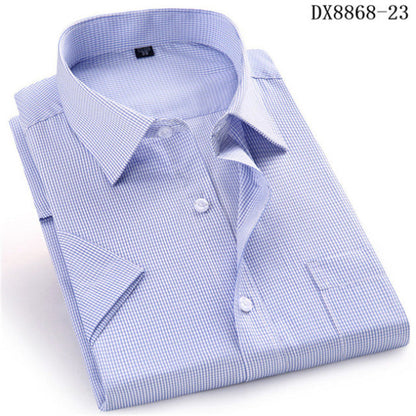 sanyamk Men&#39;s Casual Dress Short Sleeved Shirt Summer White Blue Pink Black Male Regular Fit Shirt Men Social Shirts 4XL 5XL 6XL 7XL 8XL