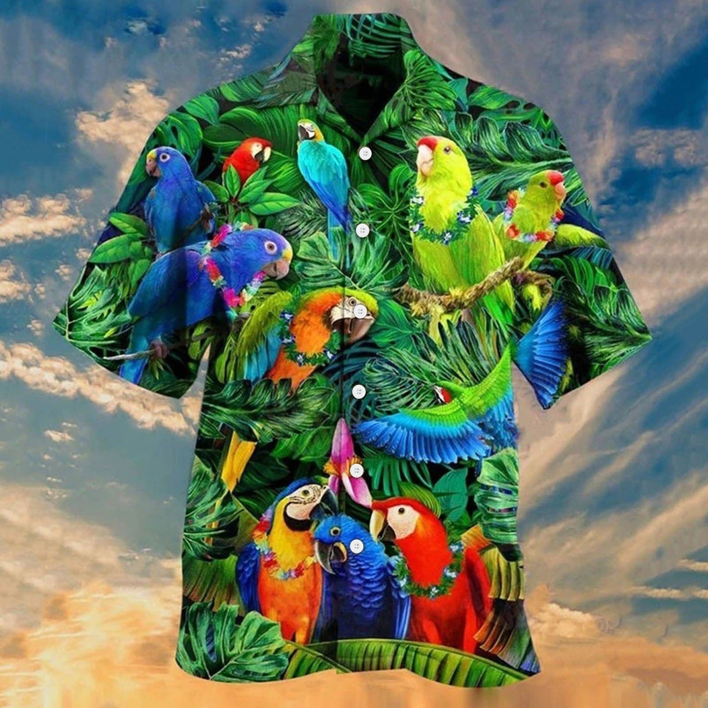 sanyamk Animal Parrot Print Patchwork Fashion Hawaiian Men Shirt Cool Turn Down Collar Short Sleeve Streetwear Beach Summer Chic 2021 3