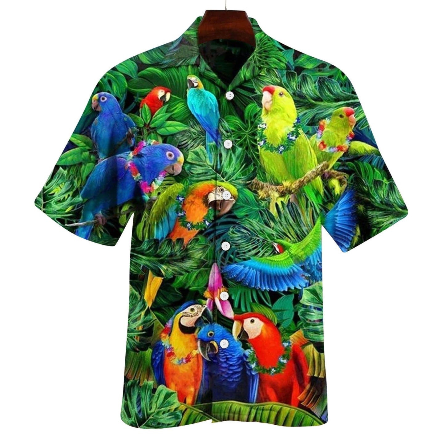 sanyamk Animal Parrot Print Patchwork Fashion Hawaiian Men Shirt Cool Turn Down Collar Short Sleeve Streetwear Beach Summer Chic 2021 3