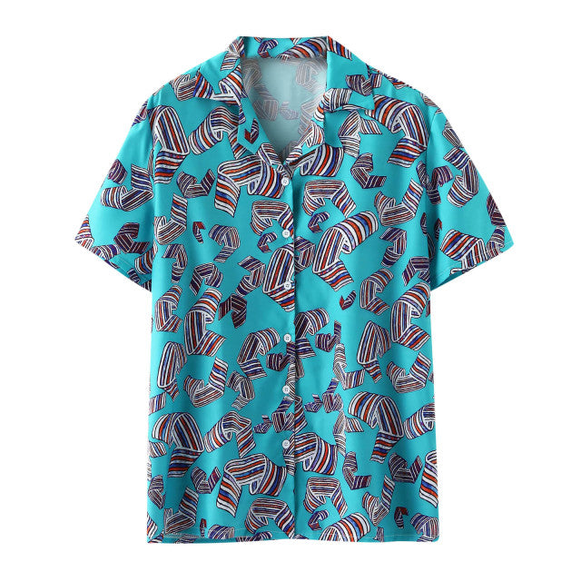 sanyamk Animal Parrot Print Patchwork Fashion Hawaiian Men Shirt Cool Turn Down Collar Short Sleeve Streetwear Beach Summer Chic 2021 3