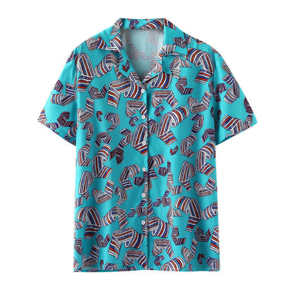 sanyamk Animal Parrot Print Patchwork Fashion Hawaiian Men Shirt Cool Turn Down Collar Short Sleeve Streetwear Beach Summer Chic 2021 3