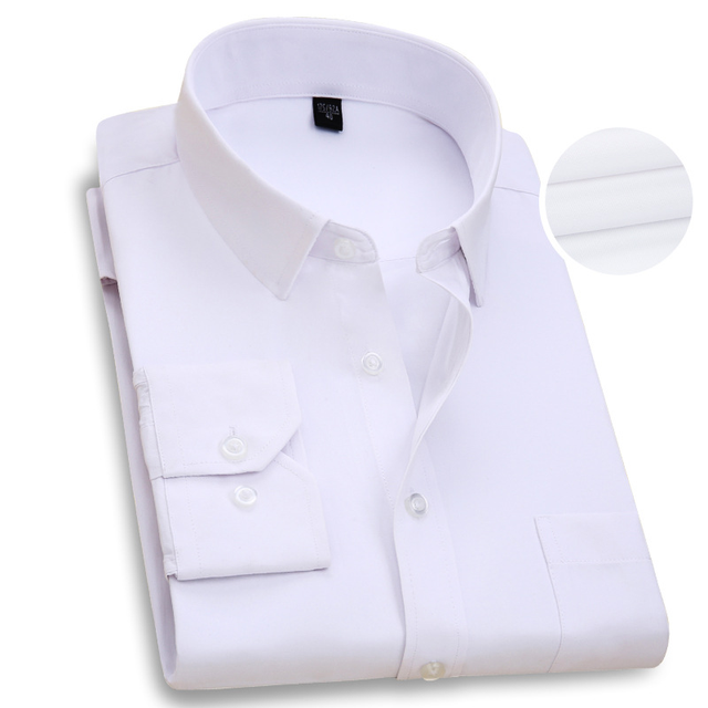 sanyamk White Business Dress Shirt Men Fashion Slim Fit Long Sleeve Soild Casual Shirts Mens Working Office Wear Shirt With Pocket S-8XL