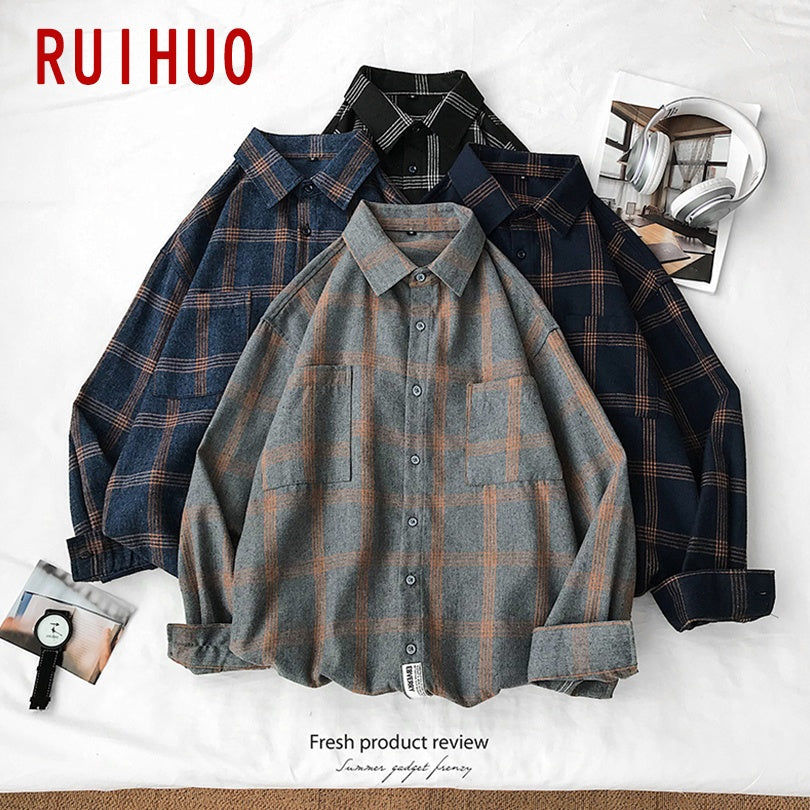 sanyamk Plaid Casual Shirts For Men Clothing Black Plaid Shirt Men Long Sleeve Shirt For Men Fasion M-5XL 2022 New Arrival