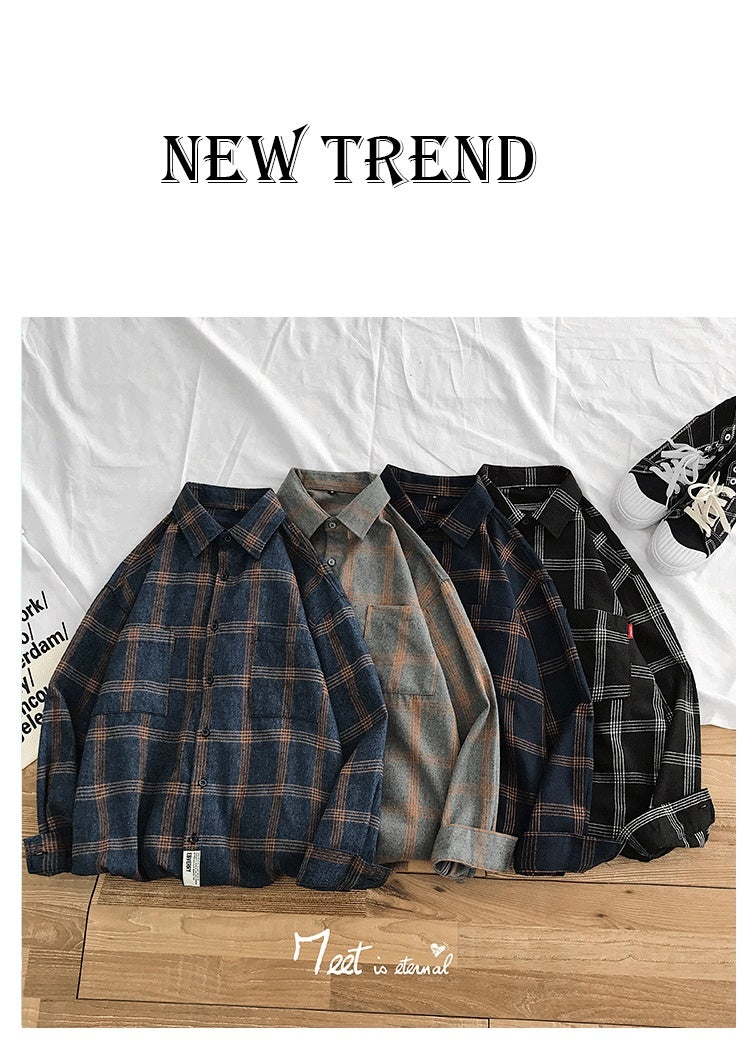 sanyamk Plaid Casual Shirts For Men Clothing Black Plaid Shirt Men Long Sleeve Shirt For Men Fasion M-5XL New Arrival