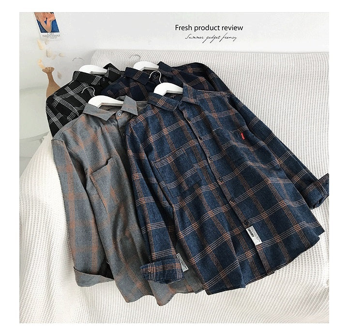 sanyamk Plaid Casual Shirts For Men Clothing Black Plaid Shirt Men Long Sleeve Shirt For Men Fasion M-5XL New Arrival