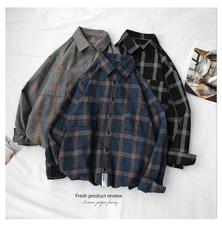 sanyamk Plaid Casual Shirts For Men Clothing Black Plaid Shirt Men Long Sleeve Shirt For Men Fasion M-5XL New Arrival